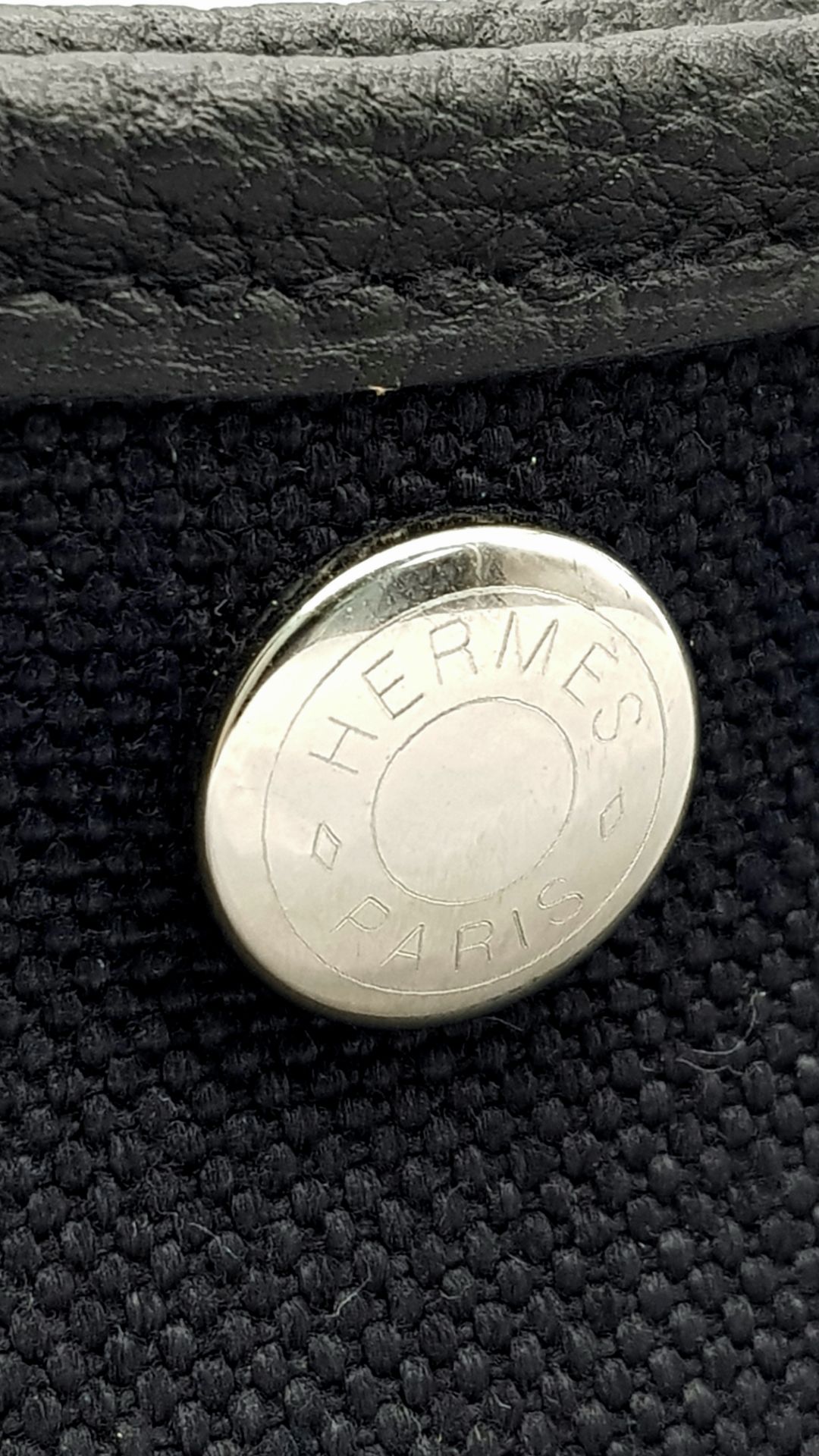 A Hermès Garden Party 30 Black Canvas and Leather Tote Bag. Black canvas exterior with black - Image 11 of 12