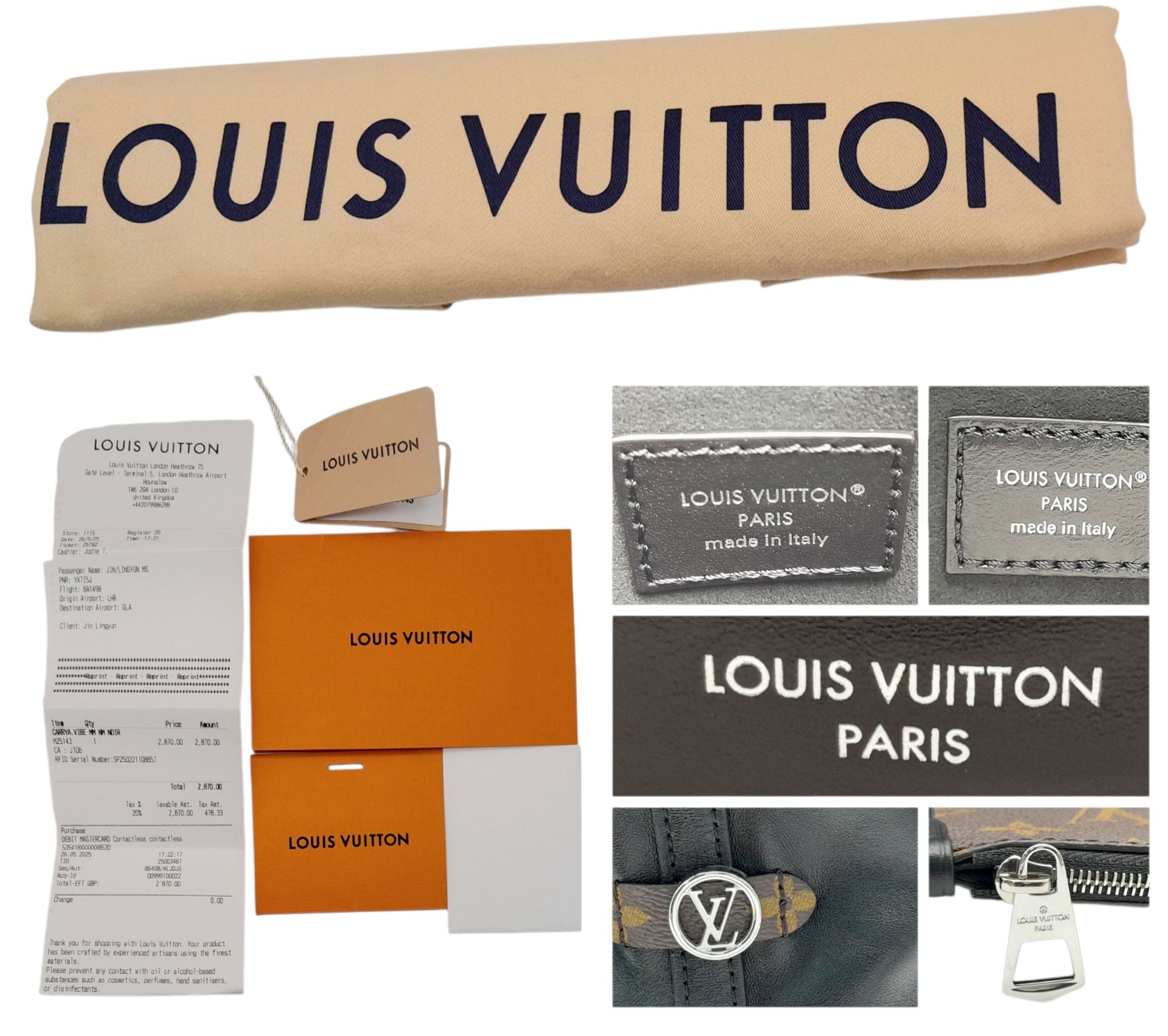 A Louis Vuitton Black Leather Graceful MM Hobo Bag. Black leather with monogram-coated canvas - Image 8 of 8