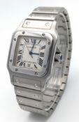 A Cartier Santos Quartz Gents Watch. Model 1564. Stainless steel bracelet and case - 30mm. White