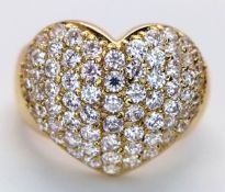 An 18K YELLOW GOLD DIAMOND SET HEART RING 1.15CT 8.1G SIZE N. Ref: TH 7003