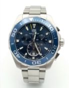 A Tag Heuer Quartz Movement Gents Chronograph Aquaracer WATCH. Model CAY111B. Stainless steel