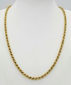 A 9K GOLD TWIST ROPE NECKLACE CHAIN . 7.5gms 48cms
