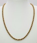 A 9K GOLD ROPE TWIST NECKLACE CHAIN . 10.6gms 44cms