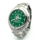 A PLYMOUTH ARGYLE FOOTBALL CLUB, LOYAL SUPPORTERS CLUB, STEEL BRACELET WATCH. IN FULL WORKING ORDER.