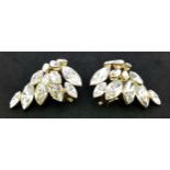 A Pair of Christian Dior White Stone Earrings. Leaf form. 4.5cm. Comes with pouch and box.