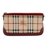 A Beigh Burberry Nova Check PVC Leather Mini Crossbody Shoulder Bag. Beige PVC leather exterior with