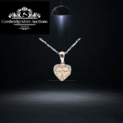 Heart Shaped Natural Diamond Pendant & Chain 1.00 Carat 18k White & Yellow Gold