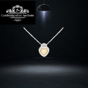 Heart Shape & Cut 1.20 Natural Fancy Yellow Diamond Pendant & Chain set in 18k White & Yellow Gold