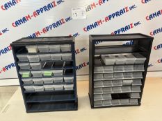 Plastic Parts Organizer Racks with Clear Drawer Bins