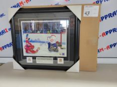 Lanny McDonald "Calgary Flames" Patrick Roy "Montreal Canadians" - Signed framed poster with