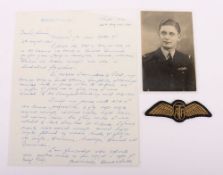 WW2 British Air Transport Auxiliary cloth Pilots wings worn by 3rd Officer Edward Foulds 1943 /45