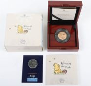 Royal Mint Gold Proof Winnie The Pooh 50p, Winnie The Pooh, (15.5g), with corresponding Change