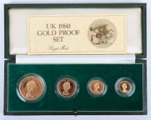 Royal Mint 1980 Gold Proof Four Coin Sovereign Set, in box with papers