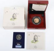 Royal Mint Gold Proof Winnie The Pooh 50p, Owl, (15.5g), with corresponding Change Checker 50p, in