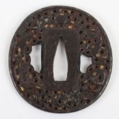 Japanese Oval Iron Namban Tsuba