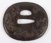 Japanese Oval Iron Wakizashi Tsuba