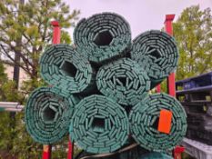 Lot of (7) rolls of interlocking green flooring 5 feet X 20 foot per roll, (100 square feet per