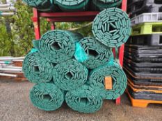 Lot of (8) rolls of interlocking green flooring 5 feet X 20 foot per roll, (100 square feet per