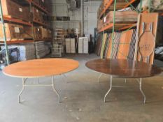 (10) Asst. 72 in. Round Wood Tables