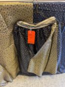 (8) Reversable Navy & Gold Stars 85 inch X 85 inch table cloths, and (5) 13ft Skirts