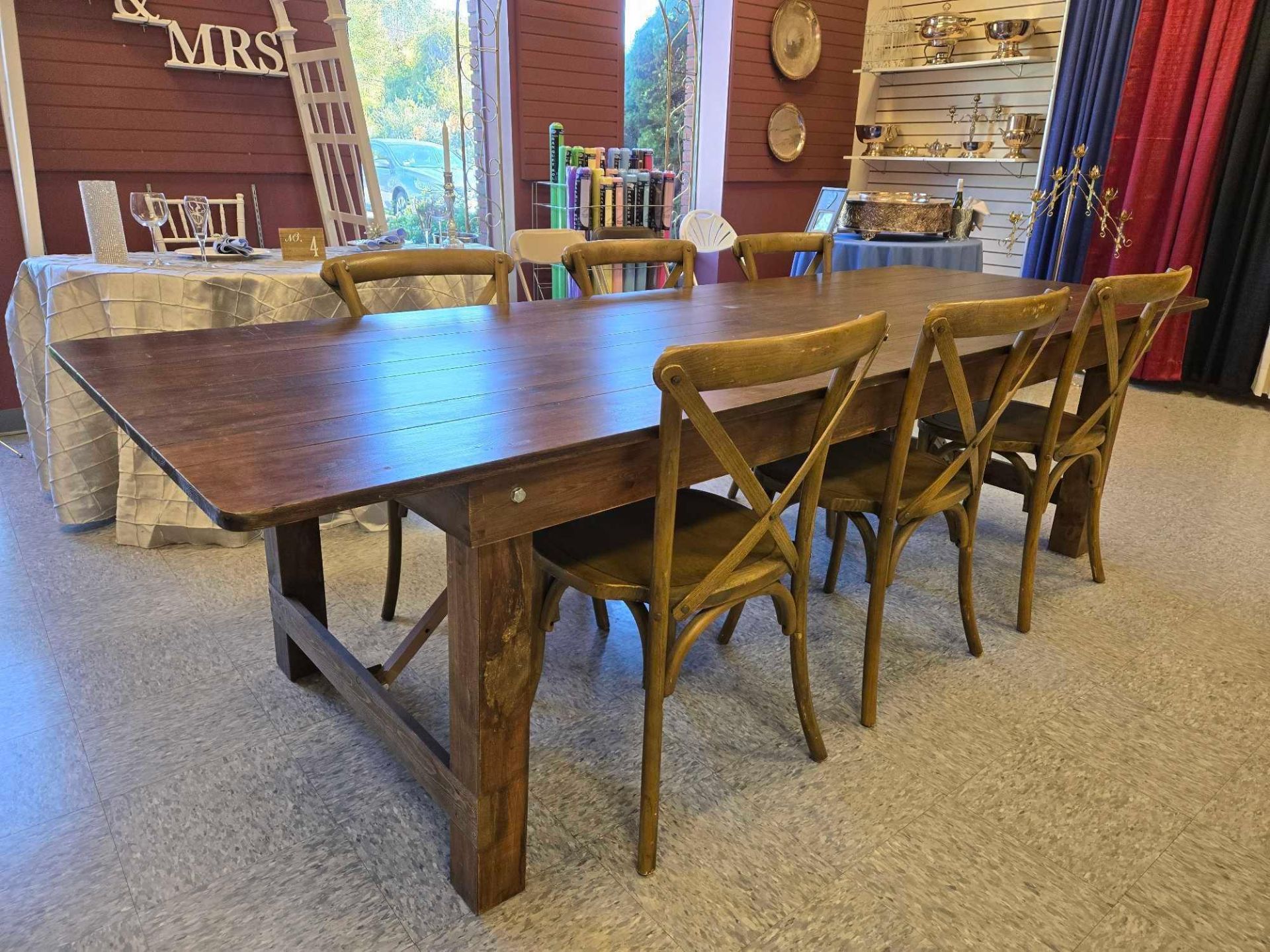 Lot of (2) Farm tables, 108 inches X 40 inches each table