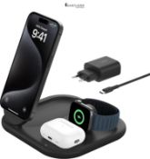 RRP £116.43 - Belkin BoostCharge 3-in-1 Charger with Qi2, Magnetic Folding Charger 15W, MagSafe Com