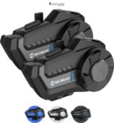 RRP £113.85 - Moman Motorcycle Intercom, H2 Pro【2 Pack Black】 Helmet Wireless 5.1 Communication Sys