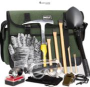 INCLY 15 PCS Geology Rock Pick Hammer Kit, 32oz Hammer & 3 PCS Digging Chisels Set for Rock Houndin