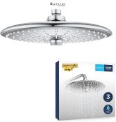 RRP £95.14 - GROHE Vitalio Joy 260 - Head Shower 260mm (3 Spray Zones: Rain, SmartRain & Jet, Ball