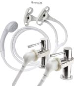 Croydex Secura Shower Head and Hose - Easy Install Push On Shower Attachment for Bath Taps with 175