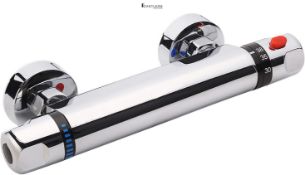 Chrome Thermostatic Shower Mixer, Uten Wall Mounted Shower Mixer Valve Anti Scald Tap, Hot & Cold W