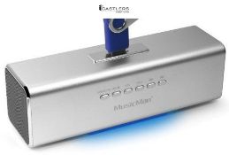 MusicMan MA Lautsprecher (MP3-Player, Soundstation & Radio, USB, Line-In) silber
