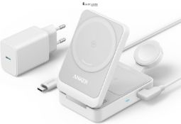 RRP £76.39 - Anker MagGo 3-in-1 Charging Station, Qi2 Certified 15W Wireless Charging Stand, MagSaf