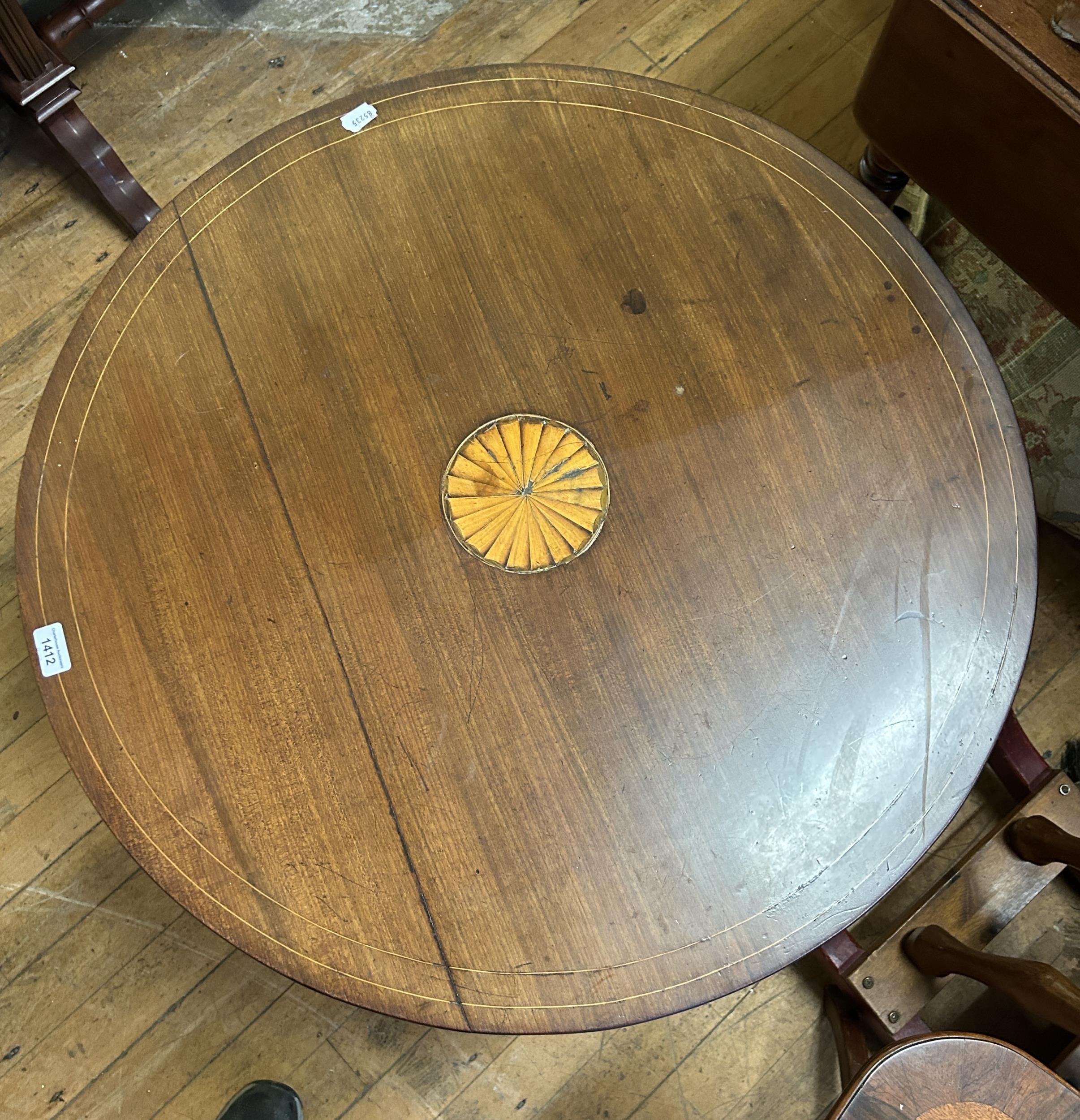 A mahogany tilt top table, on a tripod base, 82 cm diameter - Image 2 of 2