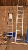 2 X ALLUMINIUM LADDERS TO INCLUDE 1 EXTENSION LADDER AND 1 STEP LADDER