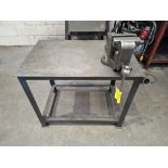 1 STEEL TABLE, 910MM X 610MM WITH A SMASON PERFECT BENCH VICE