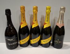 5 X PIECE BRAND NEW MIXED CHAMPAGNE LOT TO INCLUDE COLLET BRUT ROSE - 3X MIONETTO PROSSECO - BIRD IN