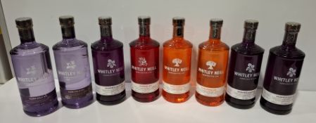 8 X PIECE BRAND NEW MIXED WHITLEY NIELL GIN LOT TO INCLUDE 3 X RHUBARB AND GINGER - 2 X PARMA VIOLET