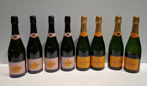 8 X BRAND NEW MIXED VEUEVE CLICQUOT CHAMPAGNE LOT TO INCLUDE 4 X BRUT AND 4 X ROSE ALL 750 ML