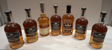 7 X BRAND NEW MIXED WHISKEY LOT TO INCLUDE JATT LIFE IRISH WHISKEY - GLENKINCHIE SCOTCH WHISKEY -