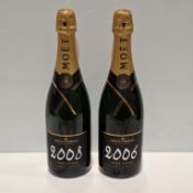 2 X BRAND NEW MOET & CHANDON CHAMPAGNE - 1X 2006 - 1X 2008 BOTH 750ML