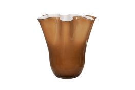 A PAIR OF LARGE CASED GLASS HANDKERCHIEF VASES