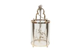 A GEORGIAN STYLE CHROME AND GLASS HALL LANTERN