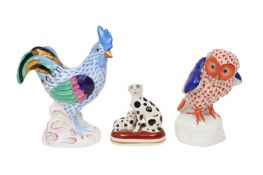 TWO HEREND PORCELAIN FISHNET ANIMAL FIGURES