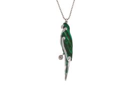 Gucci Silver Enamel Parrot Necklace