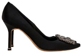 Manolo Blahnik Black Hangisi Jewel Heeled Pump - Size 39