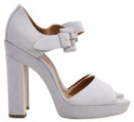 Hermes Grey Platform Heeled Sandal - Size 36