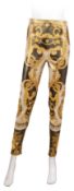 Versace Black Baroque Print Cigarette Pant - Size 46