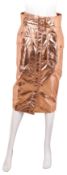 Ralph & Russo Rose Gold Metallic Midi Skirt - Size 44