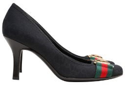 Gucci Black GG Crest Heeled Pump - Size 35